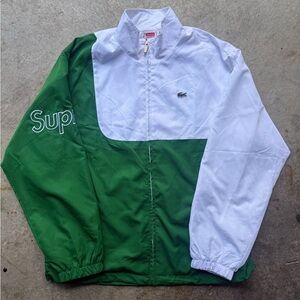 Supreme Lacoste Green and White Windbreaker